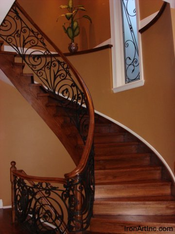 Wood and Iron Stair Railings